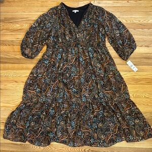 Paisley Print Dress 24W Sandra Darren